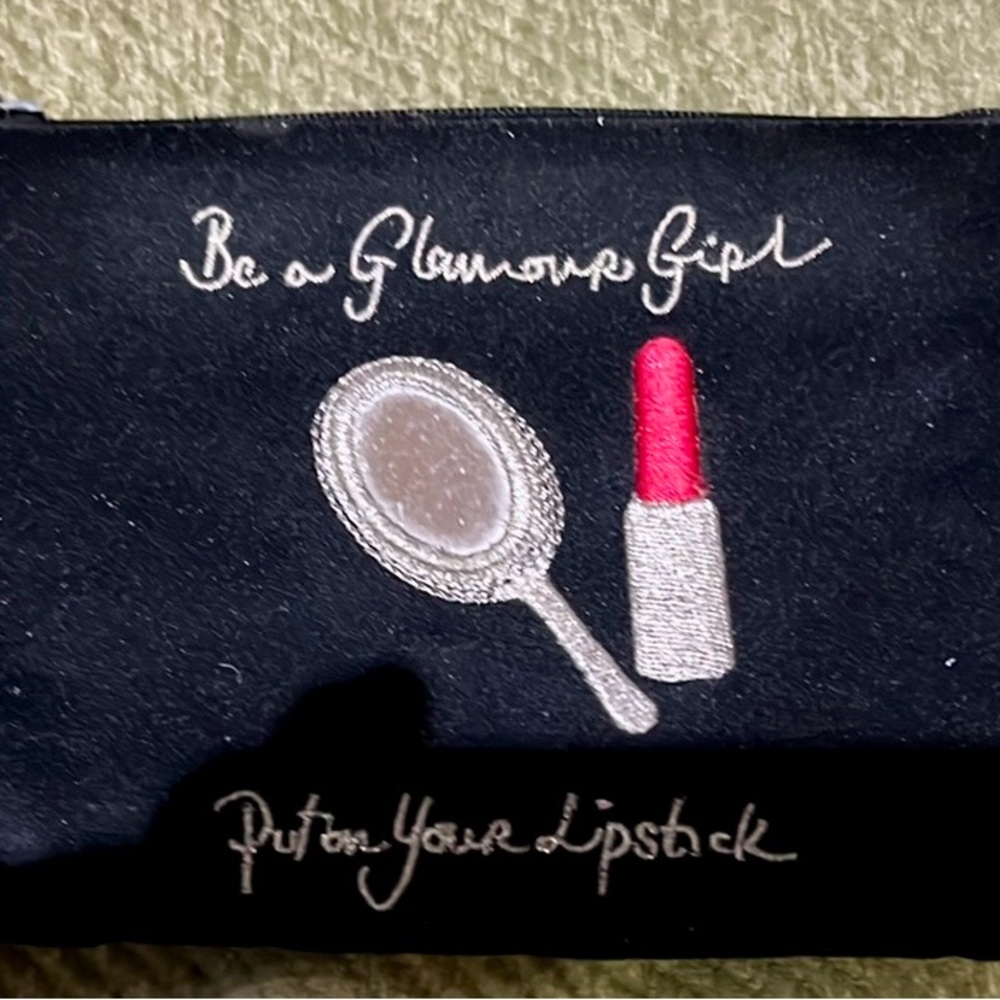 Lulu Guinness Be A Glamour Girl Satin Embroidered Make Up bag